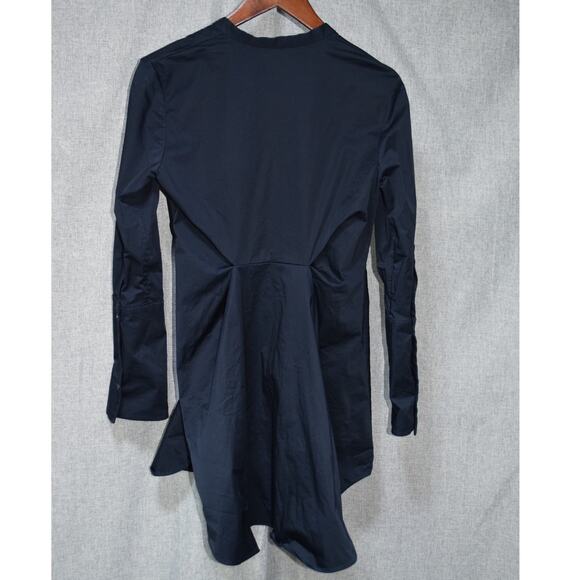 COS Navy Asymmetric Tunic Blouse Long Sleeve Minimalist Modern – Size 8 - Picture 3 of 3